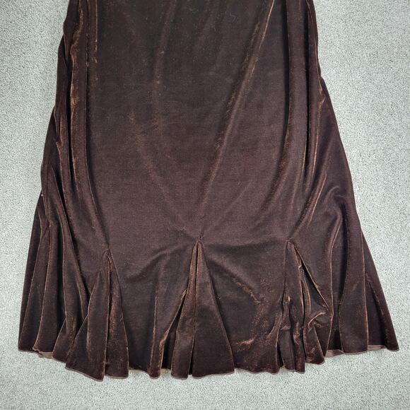 Vtg Susie Couture Velvet Skirt Set Womens L Brown Paisley Cowl‎ Neck Whimsigoth - Picture 13 of 16